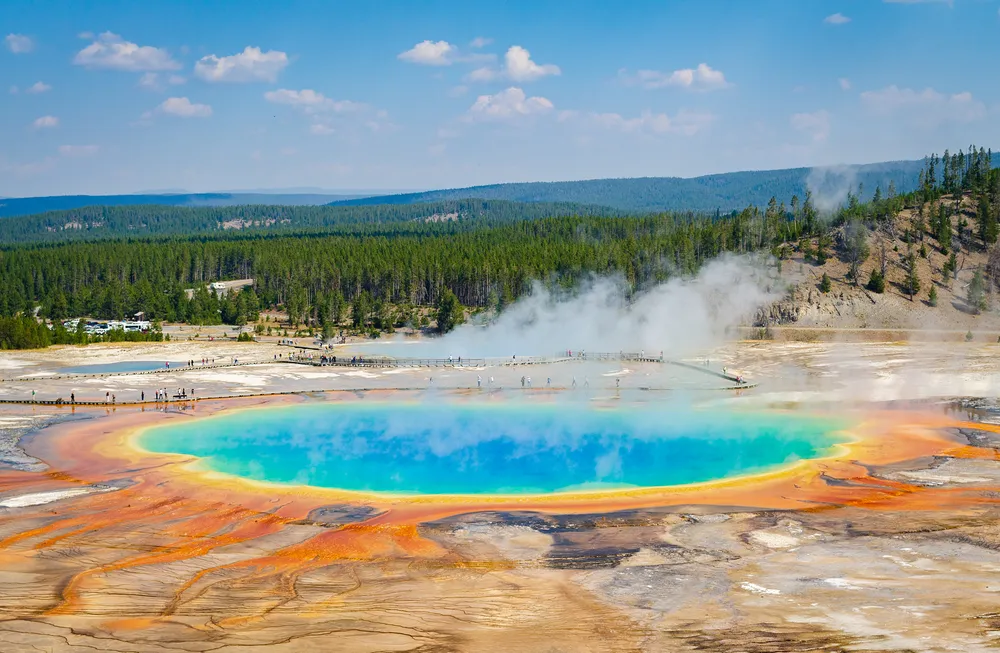 Geyser erupting in Yellowstone National Park
